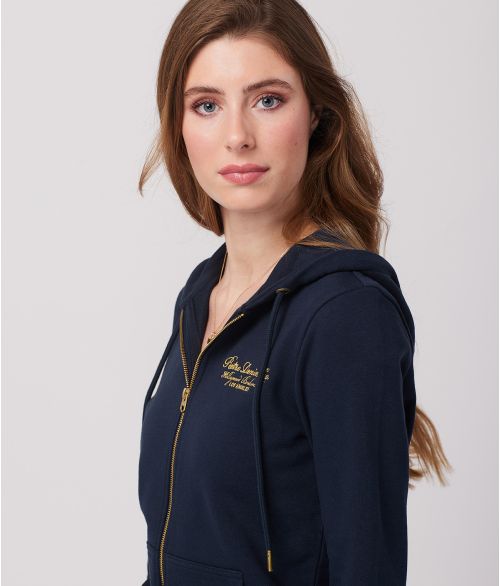 LEONA ZIP HOODIE JOGGING TOP, DARK BLUE