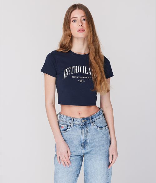 MARICA CROP T-SHIRT, DARK BLUE