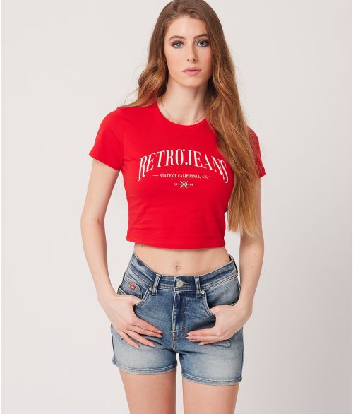 MARICA CROP T-SHIRT, RED