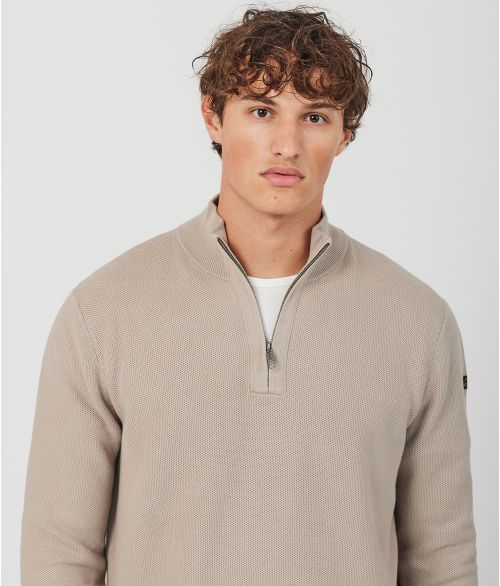 KANAN HALF ZIP SWEATER, SAND