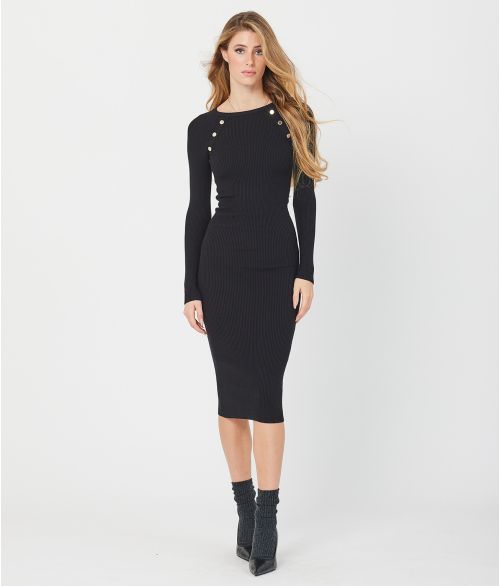 KISSA MIDI DRESS, BLACK