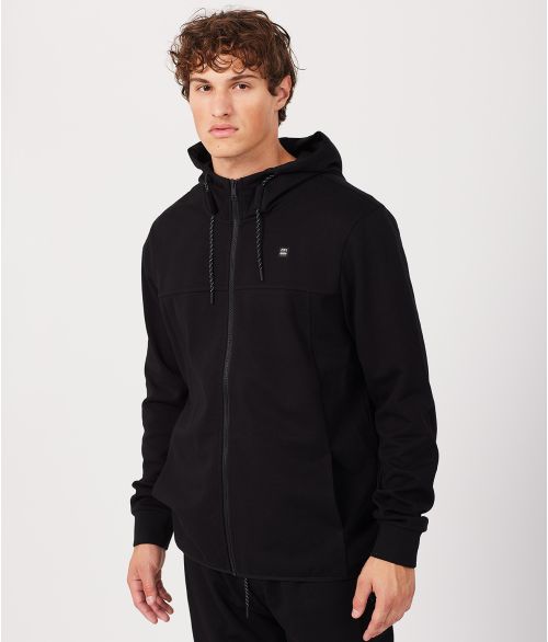 FRANK ZIP HOODIE JOGGING TOP, BLACK