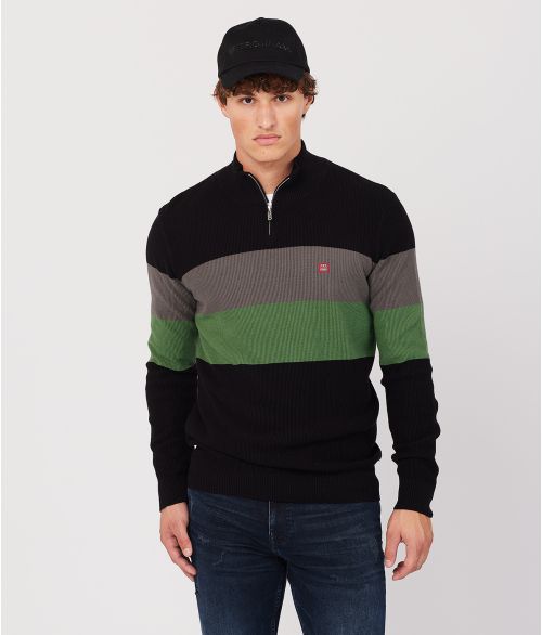 VALIN HALF ZIP SWEATER, BLACK