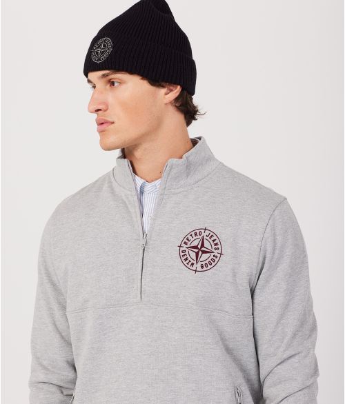 DENNIS HALF ZIP JOGGING TOP, GREY MELANGE