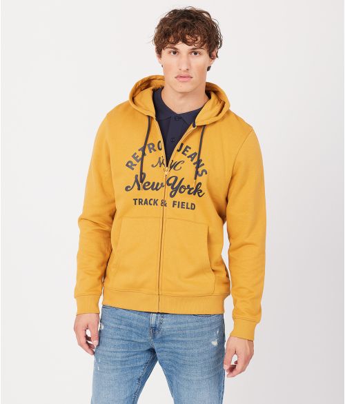 MARTIN ZIP HOODIE JOGGING TOP, MUSTARD