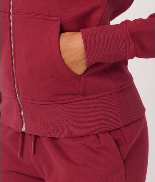 CARIE ZIP HOODIE JOGGING TOP, BORDEAUX