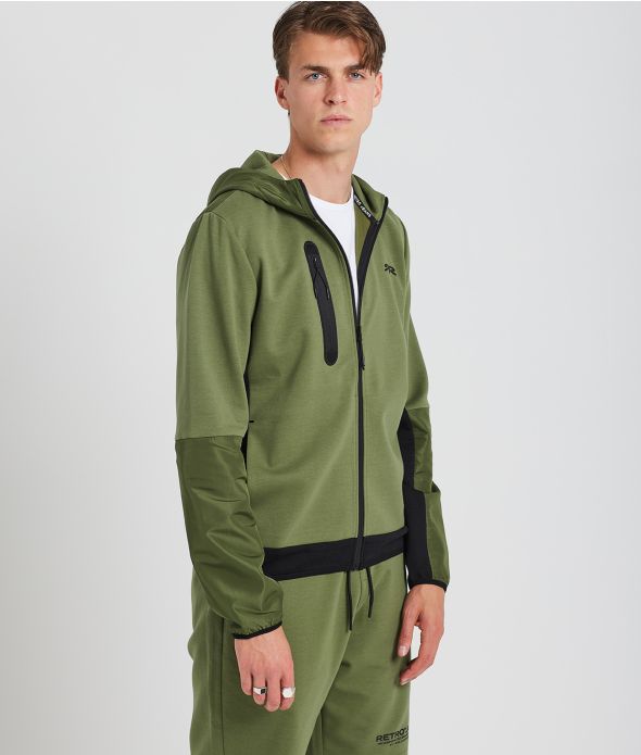 BOSCO ZIP HOODIE JOGGING TOP, KHAKI