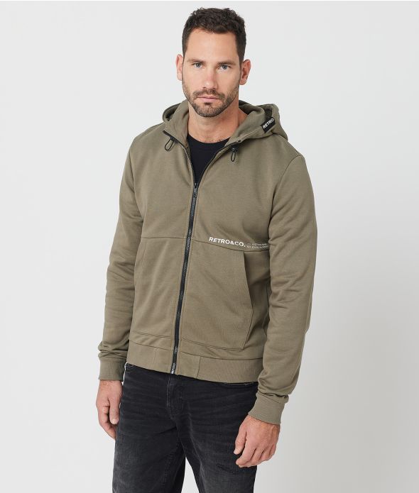 ACEY ZIP HOODIE JOGGING TOP, KHAKI