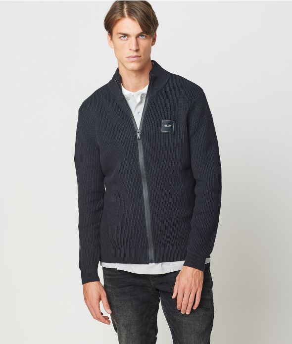 GONZALO ZIP CARDIGAN, BLACK