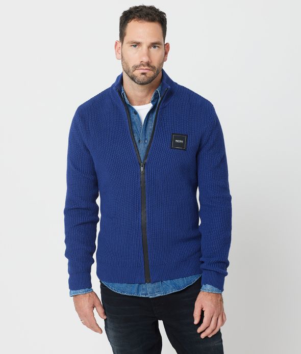 GONZALO ZIP CARDIGAN, BLUE