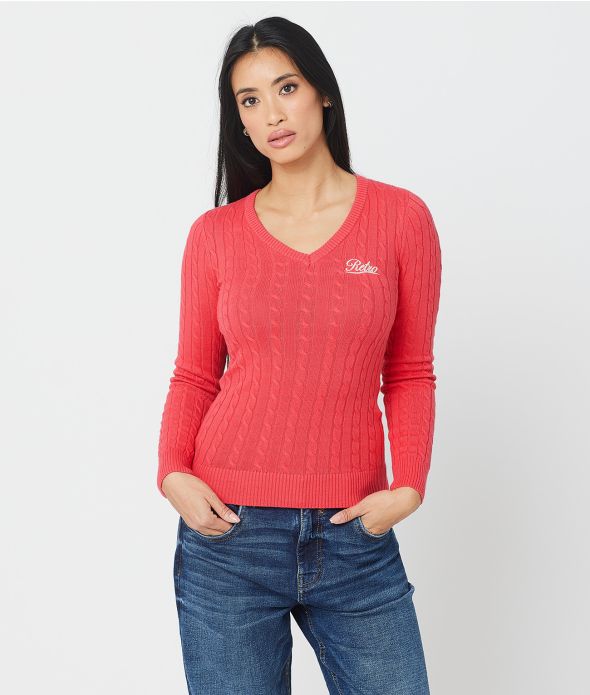 ROSETTA V SWEATER, PINK