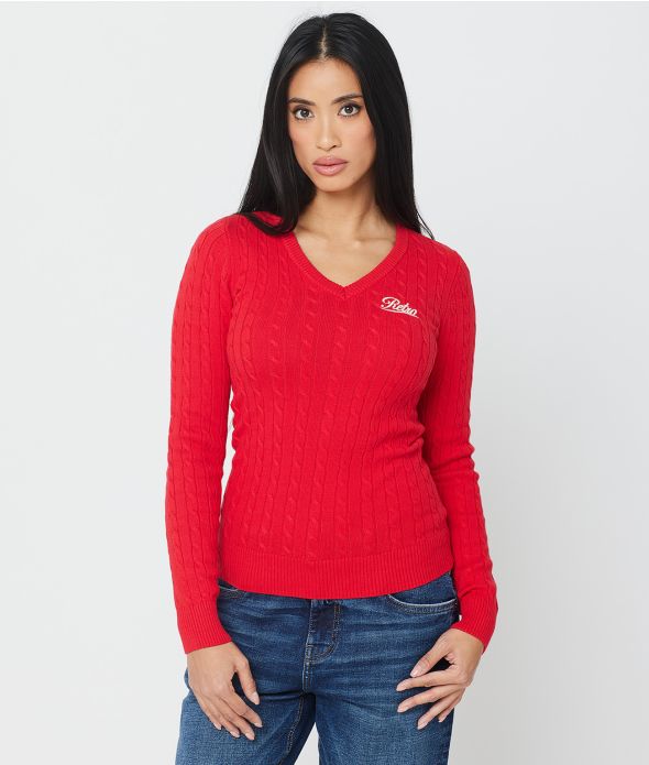 ROSETTA V SWEATER, RED