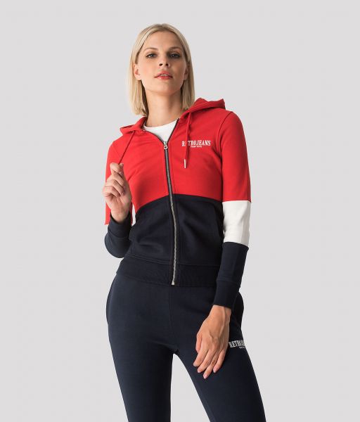 KNOXVILLE ZIP JOGGING TOP, RED MULTI